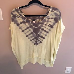 Yellow-Grey free people top. Size M.